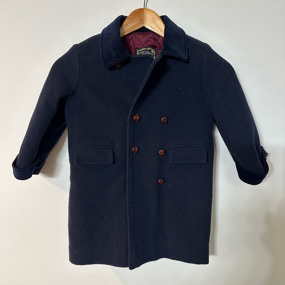 Top Coat - Size 4 Children’s, Navy Blue with Brown buttons